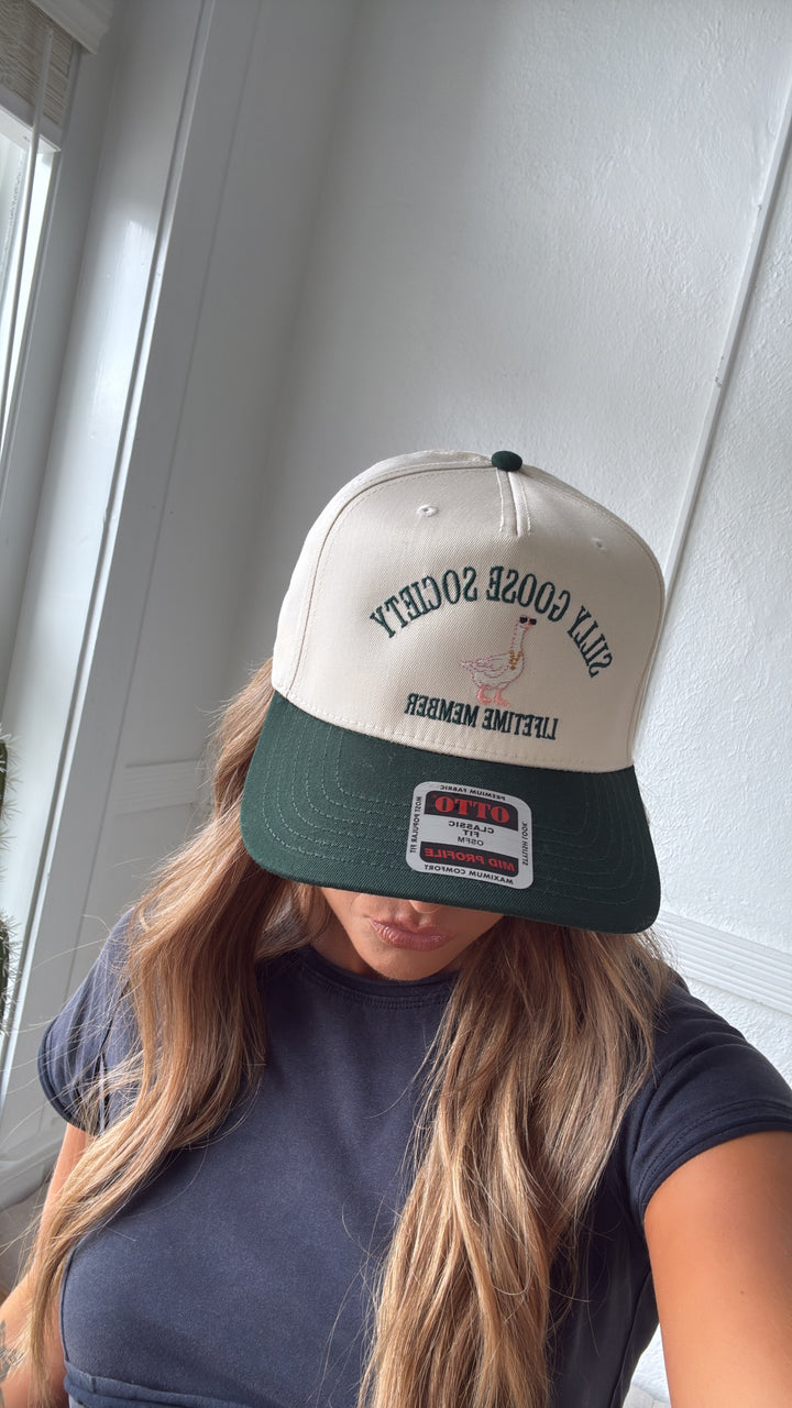 Silly Goose Society Ball Cap, Green/ Natural