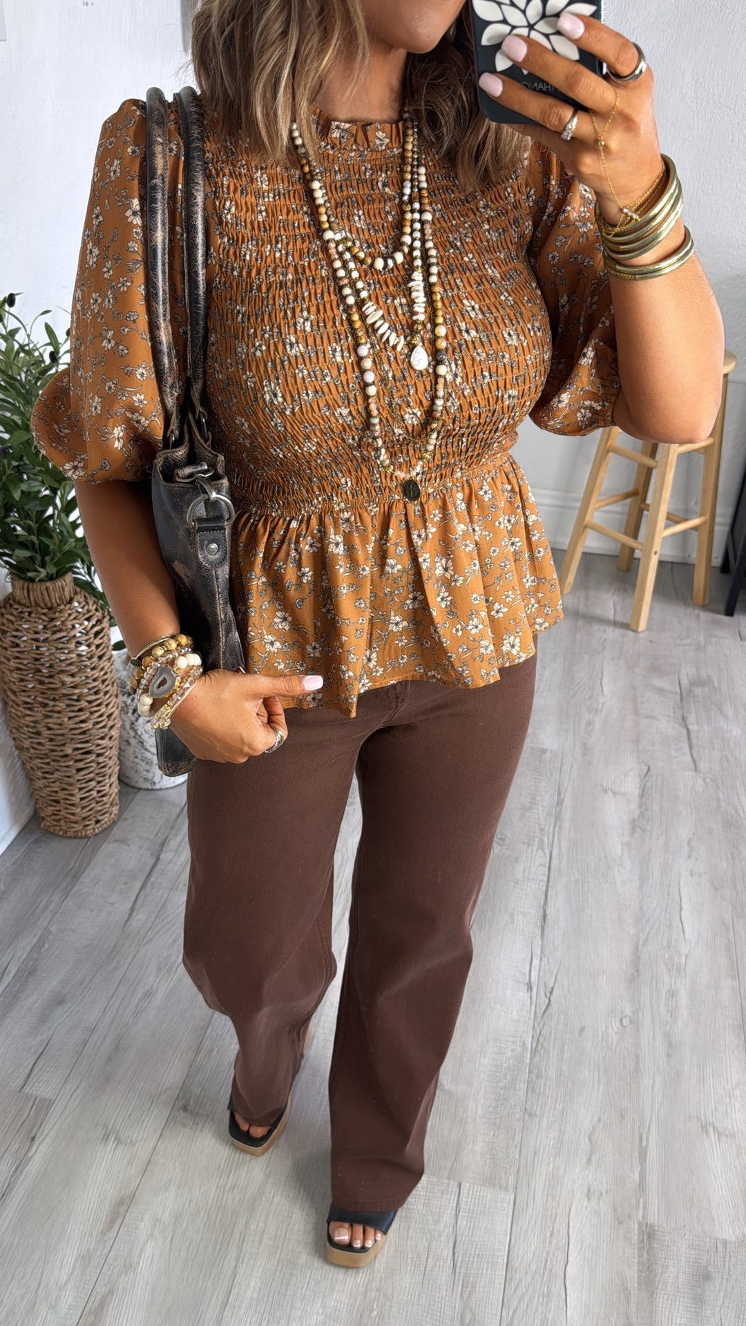 Opal Mae Floral Blouse, Brown Multi