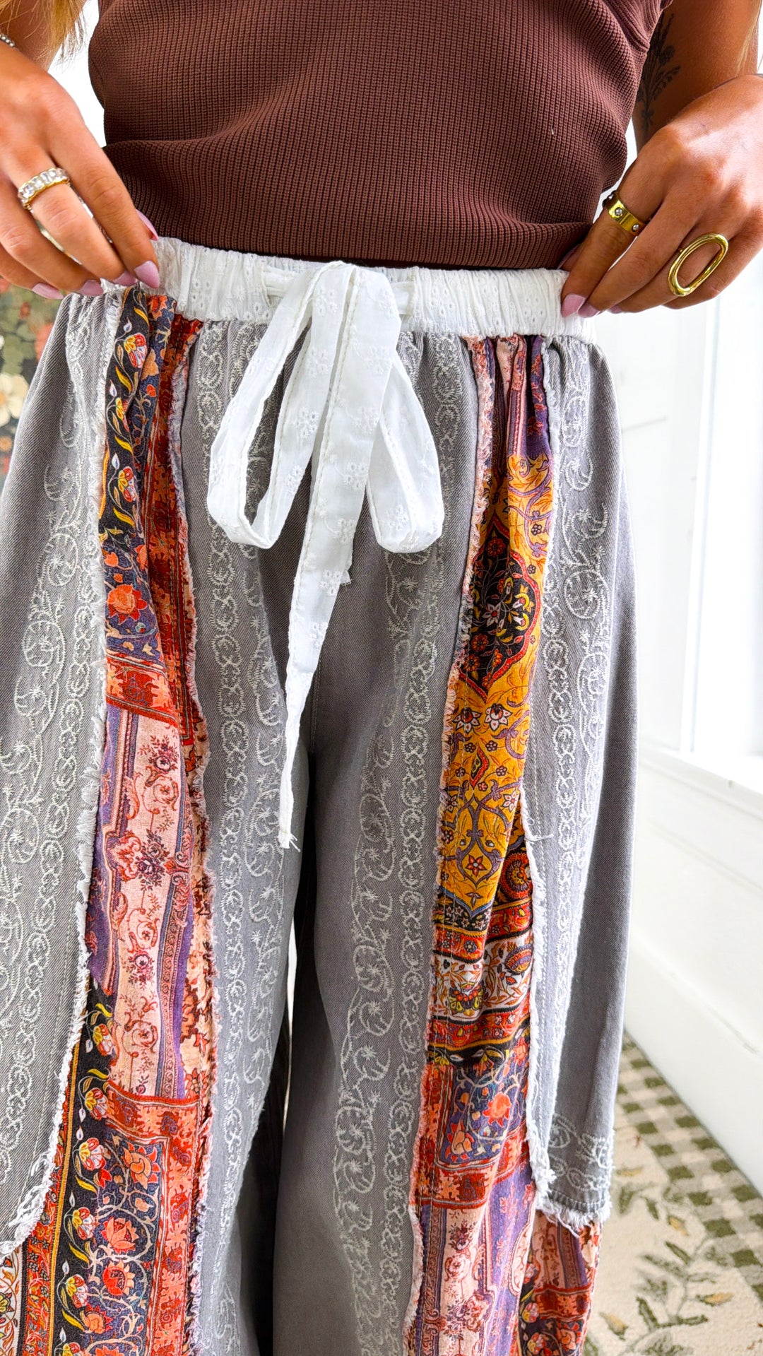 Solara Embroidered Jogger, Pale Charcoal