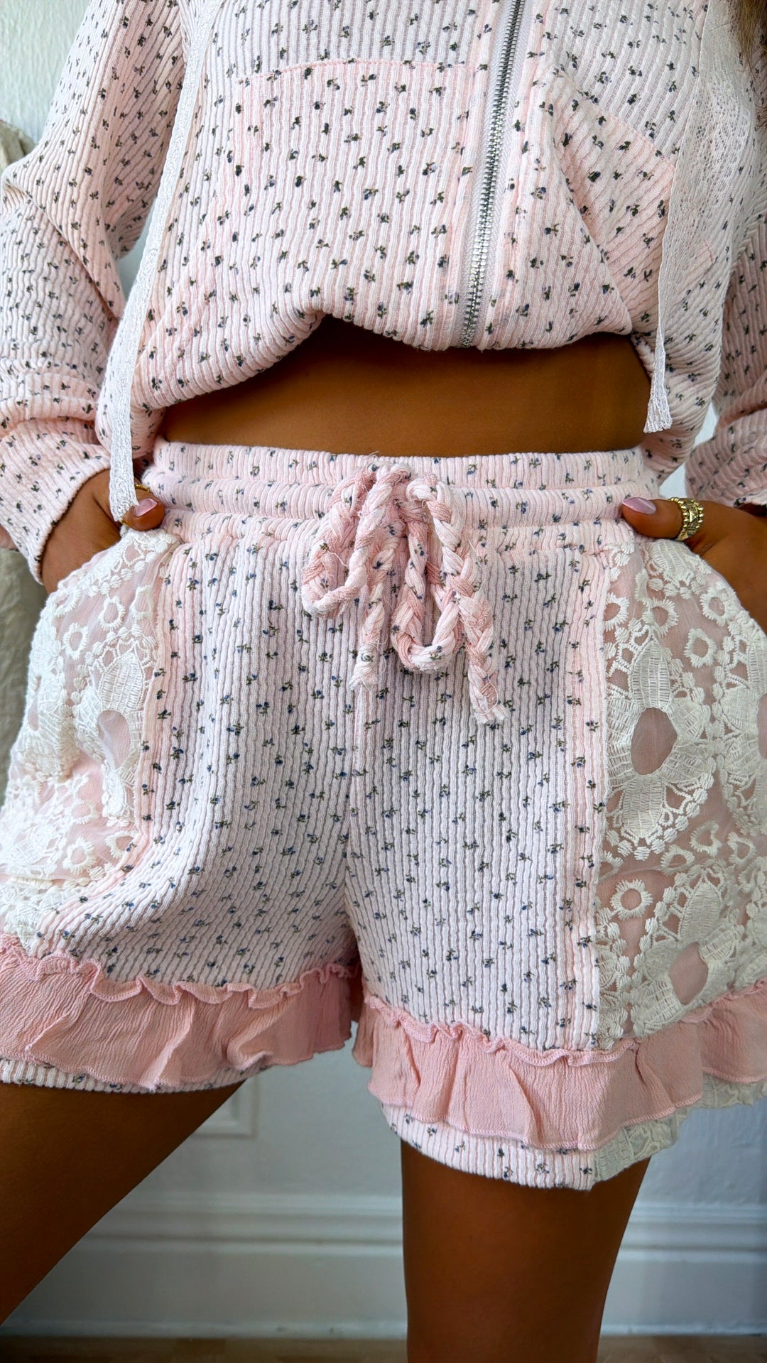 Sanibel Gauze Shorts, Pink Floral