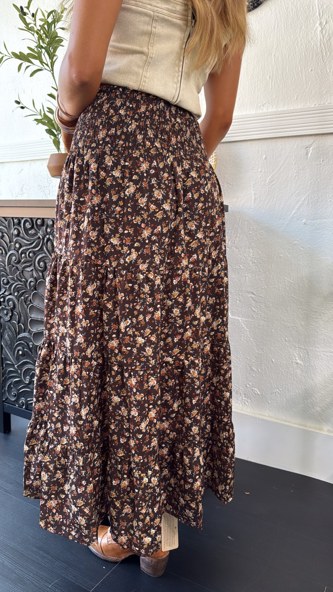 Toffee Thread Maxi Skirt, Espresso Combo