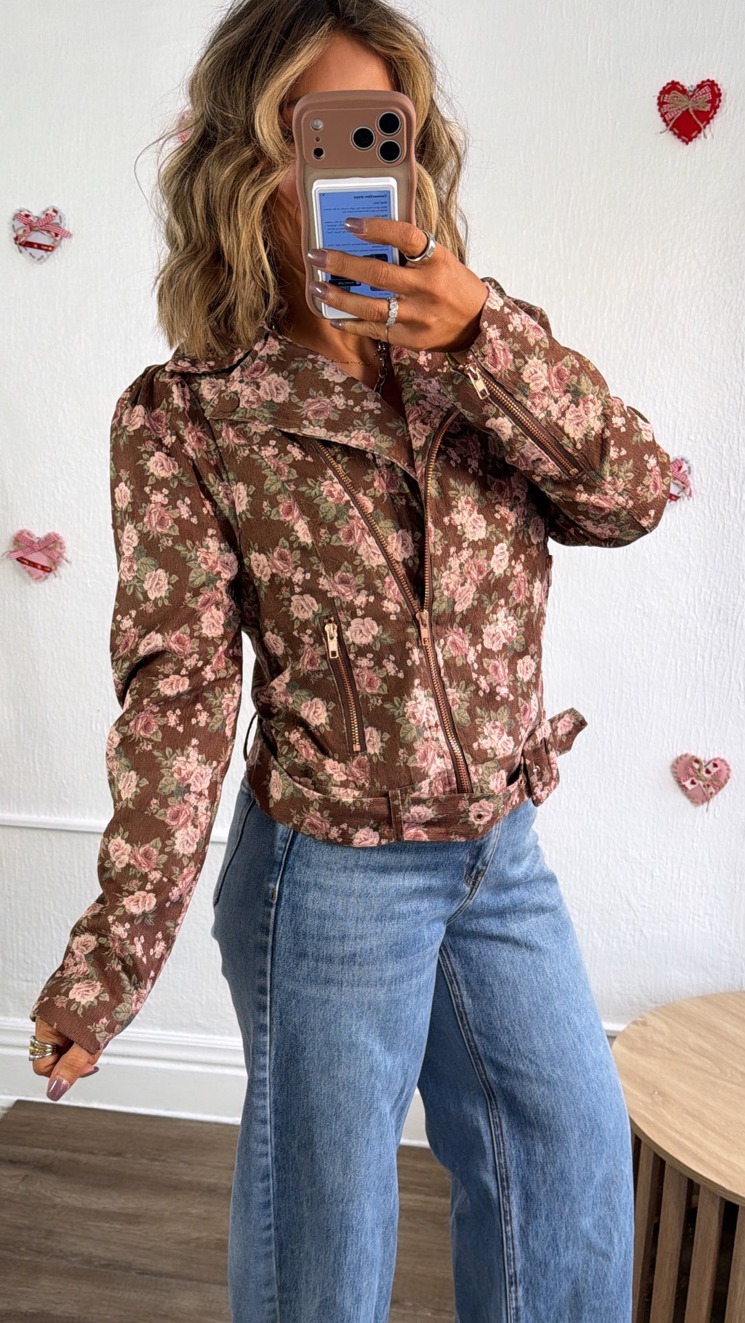 Bronze Blooms Blazer, Brown Combo