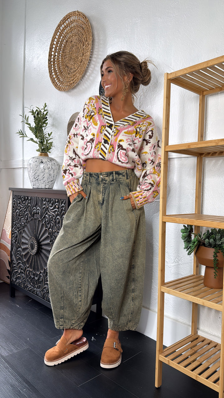 Washed Barrel Pants, Denim