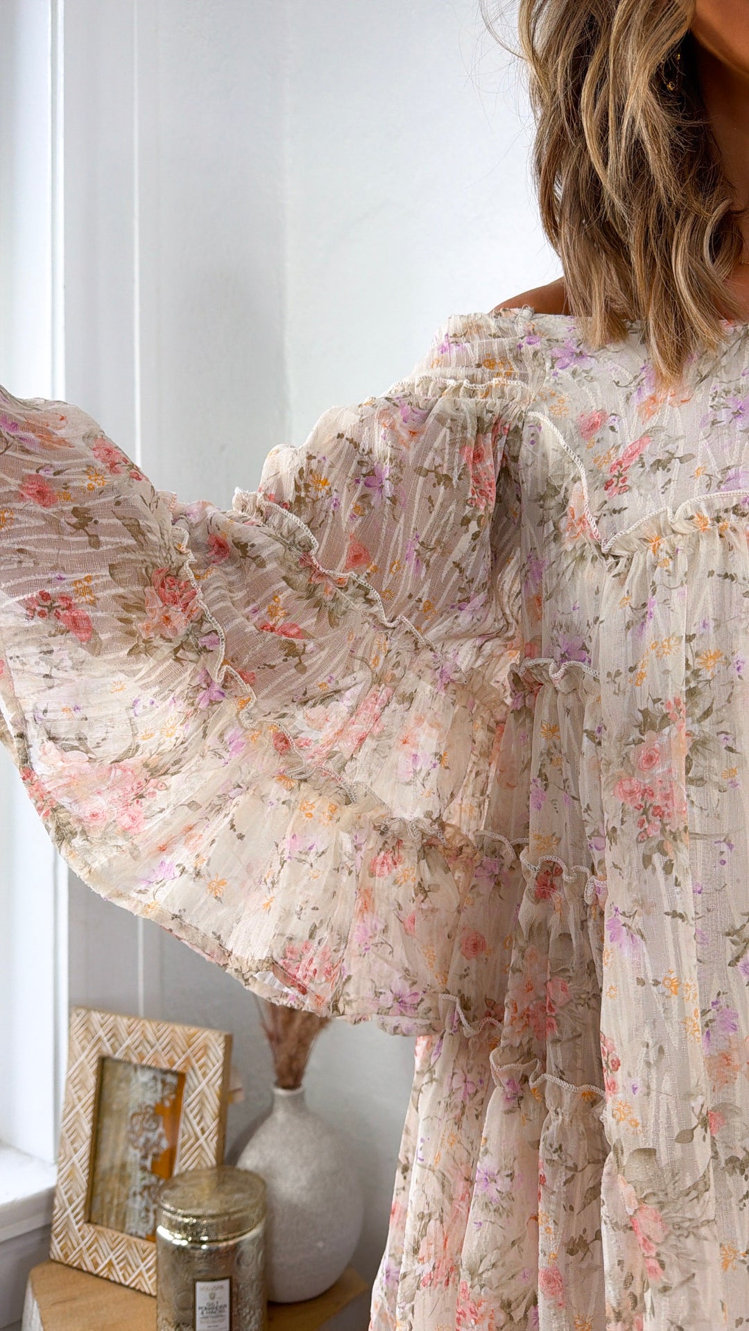 Sweet Darling Mini Dress, Cream Multi