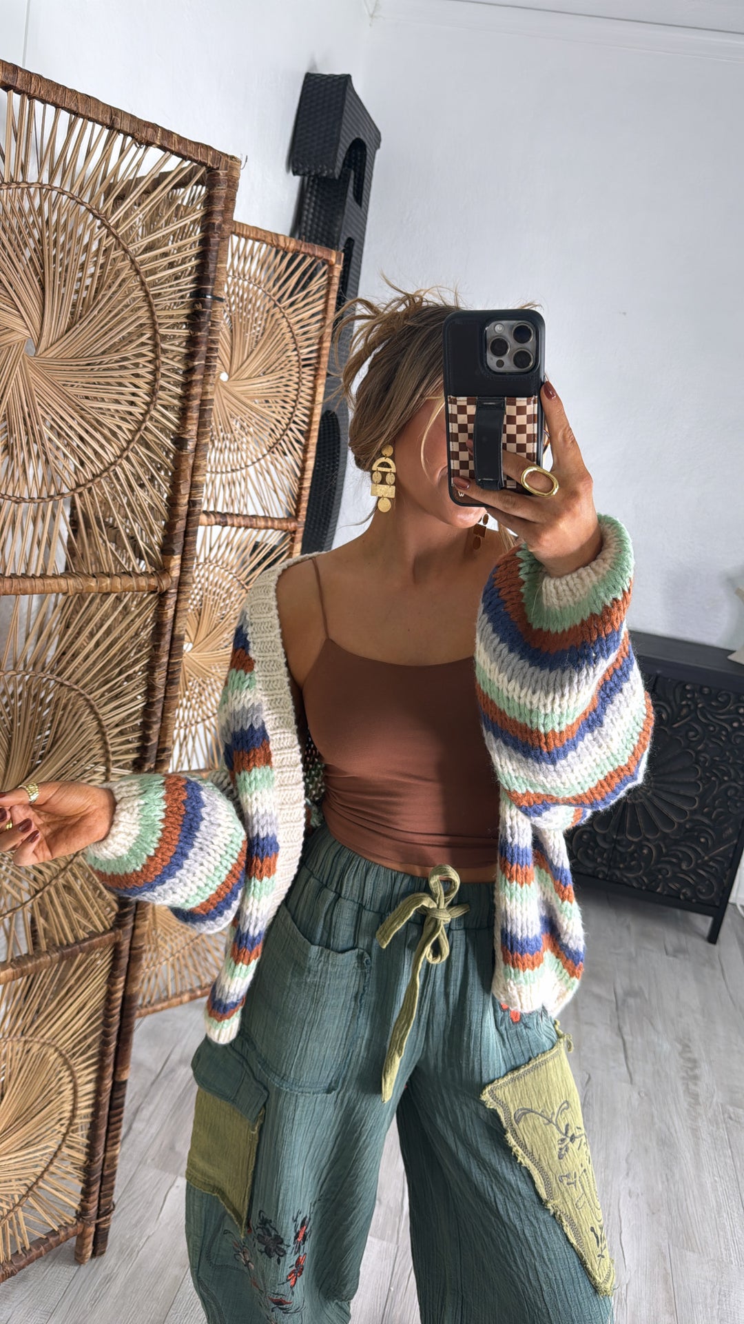 Canyon Skies Knit Cardigan, Cream Combo