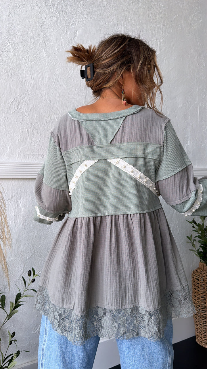 Coraline Lace Blouse, Khaki Olive