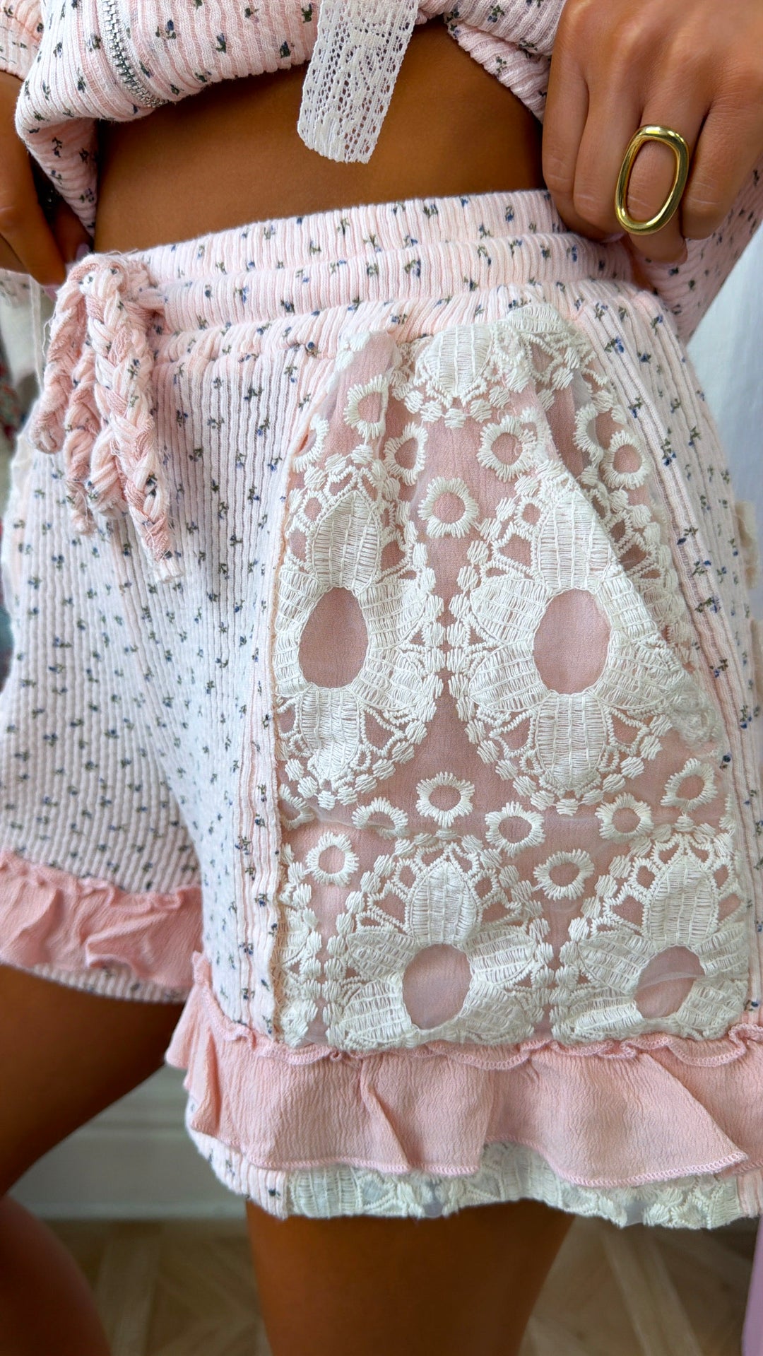 Sanibel Gauze Shorts, Pink Floral