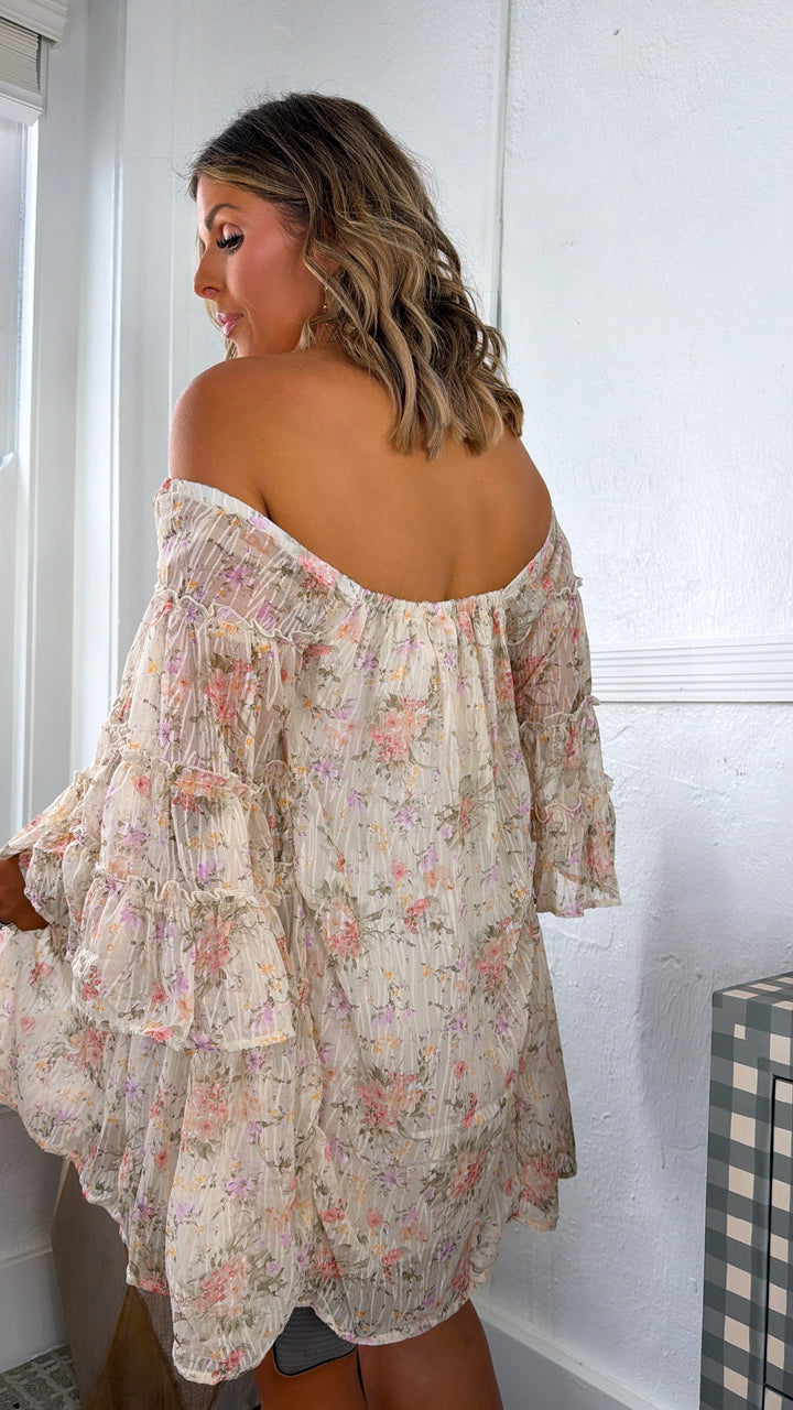 Sweet Darling Mini Dress, Cream Multi