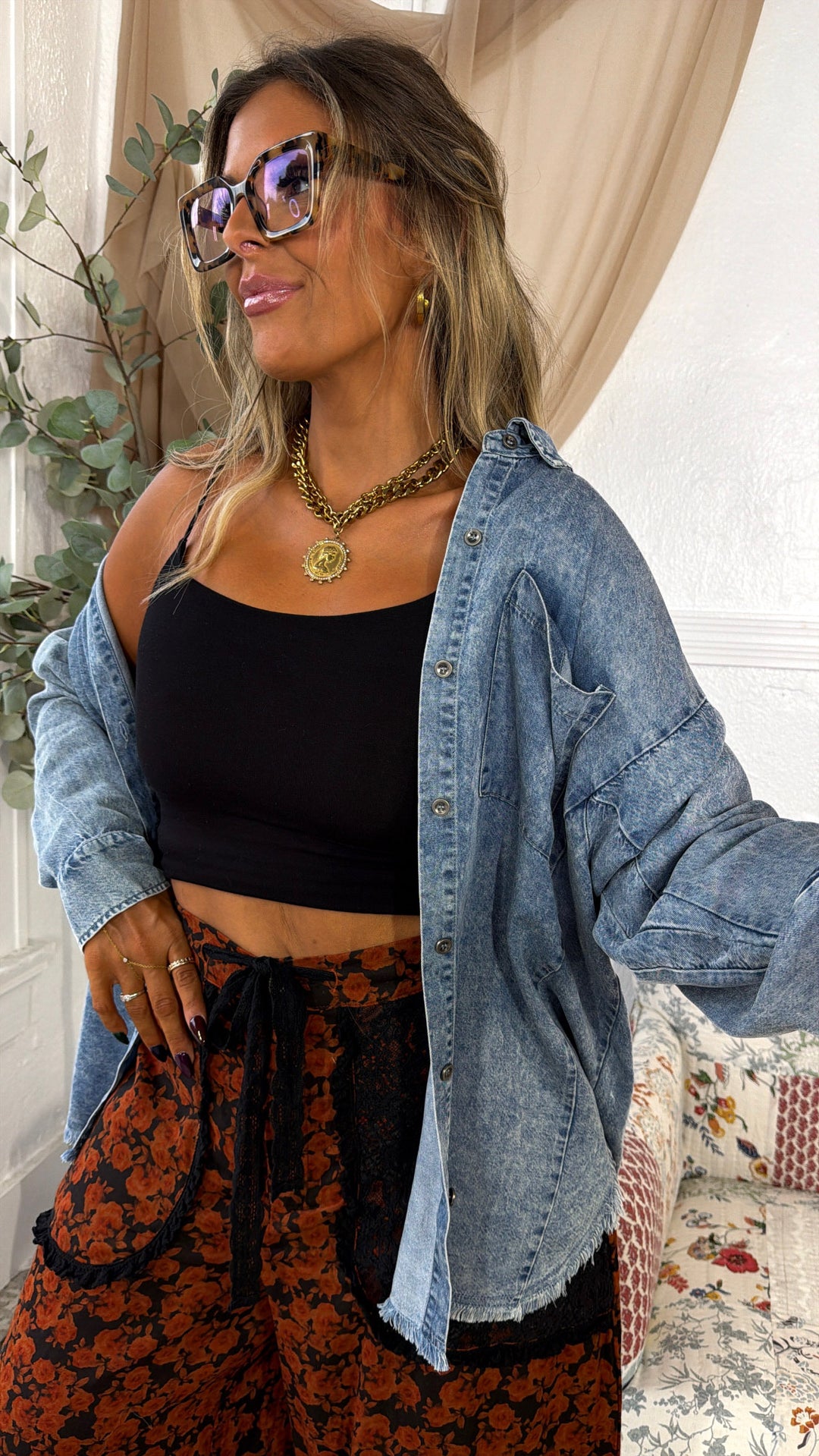 The Canyon Denim Top, Deep Blue