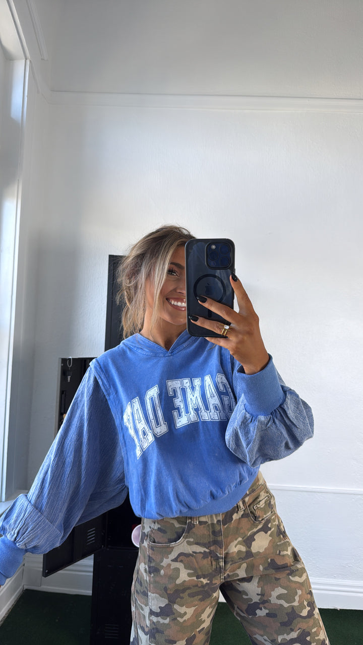 Mineral Wash Game Day Hoodie, Blue