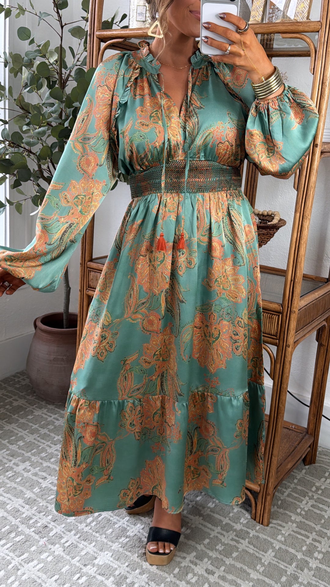 Maplevine Midi Dress, Emerald