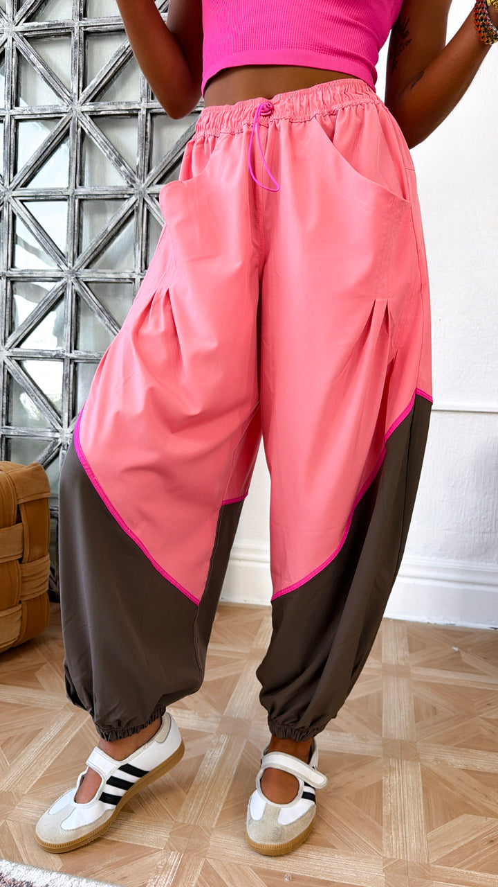 All In Comfort Windbreaker Joggers, Coral/ Rose/ Brown
