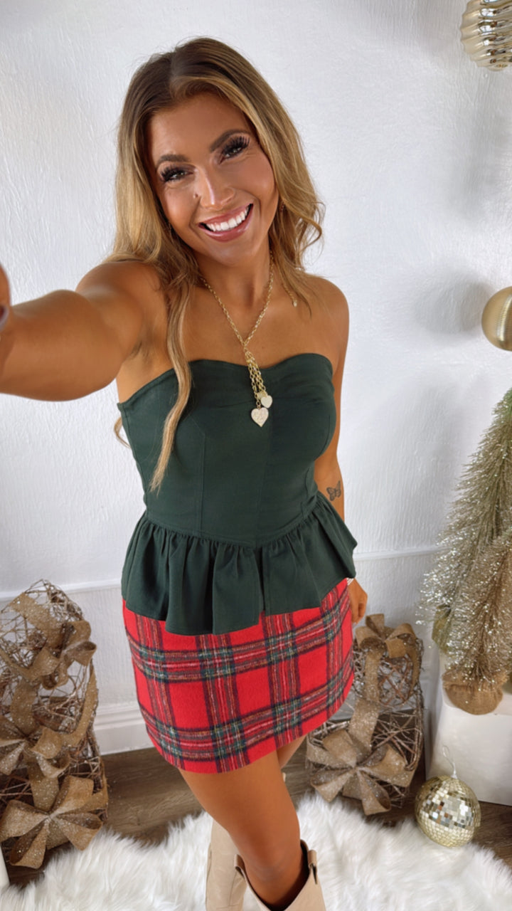 Forest Eve Strapless Top, Deep Green