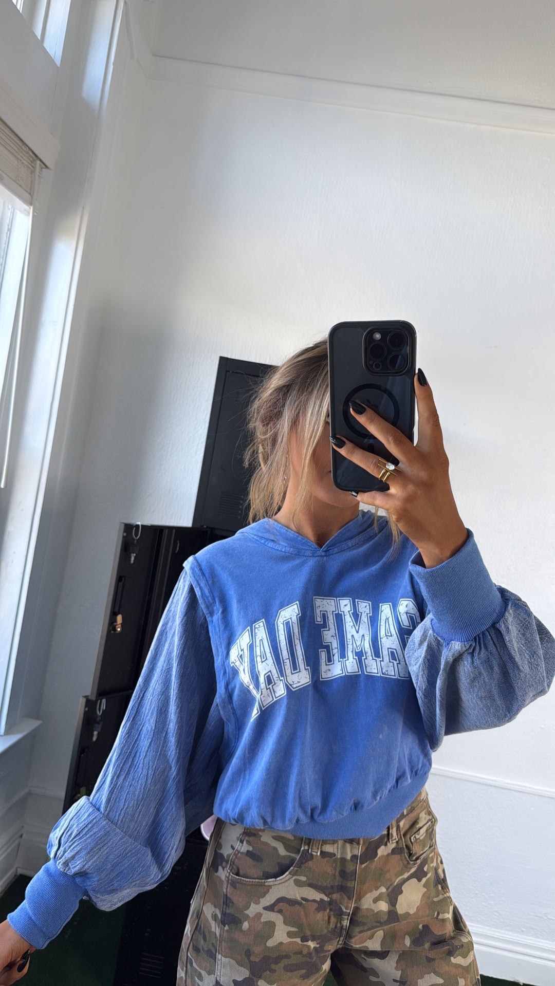 Mineral Wash Game Day Hoodie, Blue