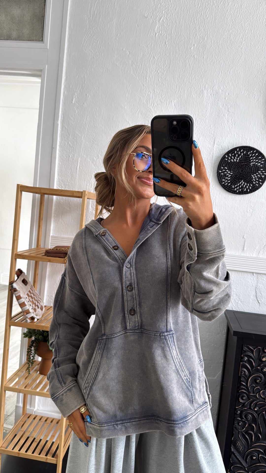 Campfire Nights Hoodie, Washed Denim