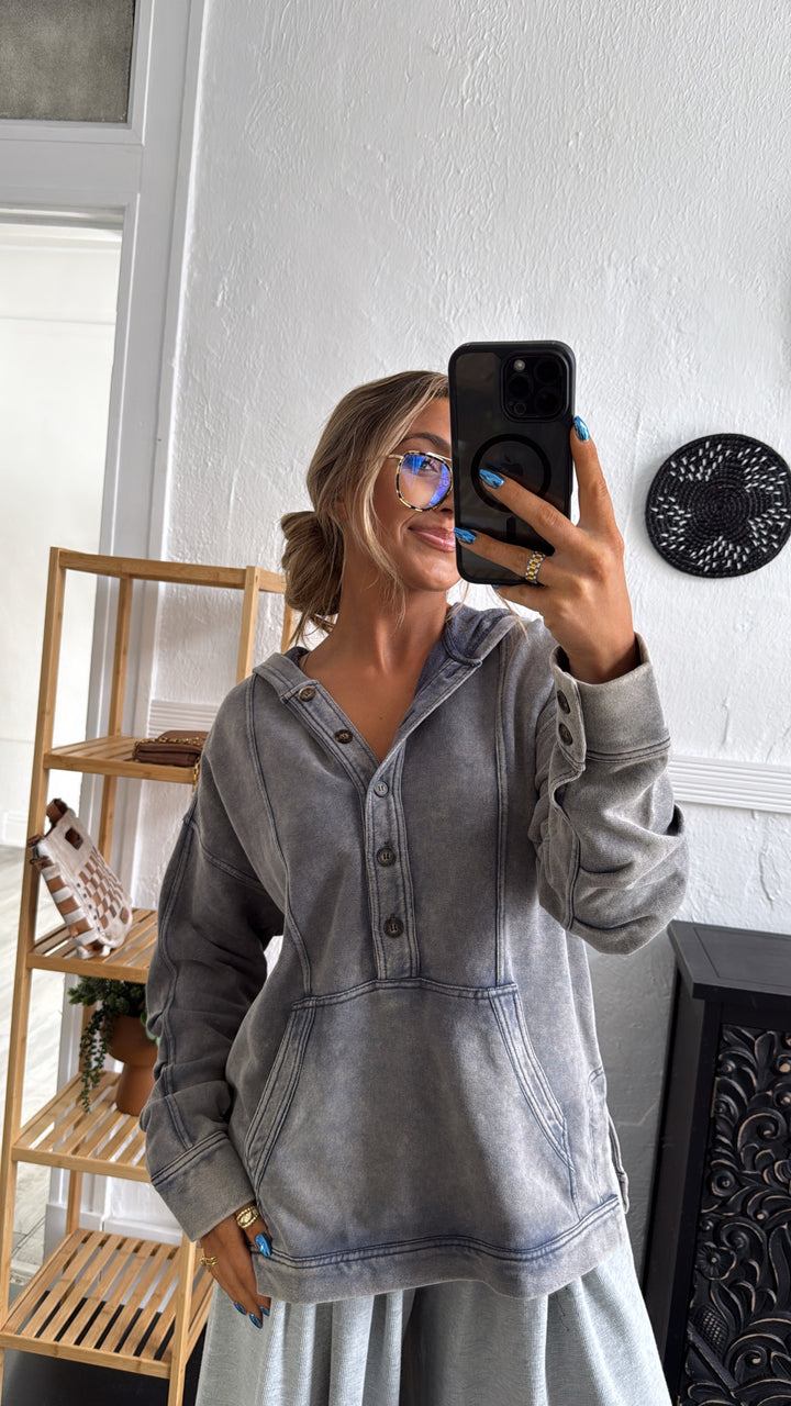 Campfire Nights Hoodie, Washed Denim