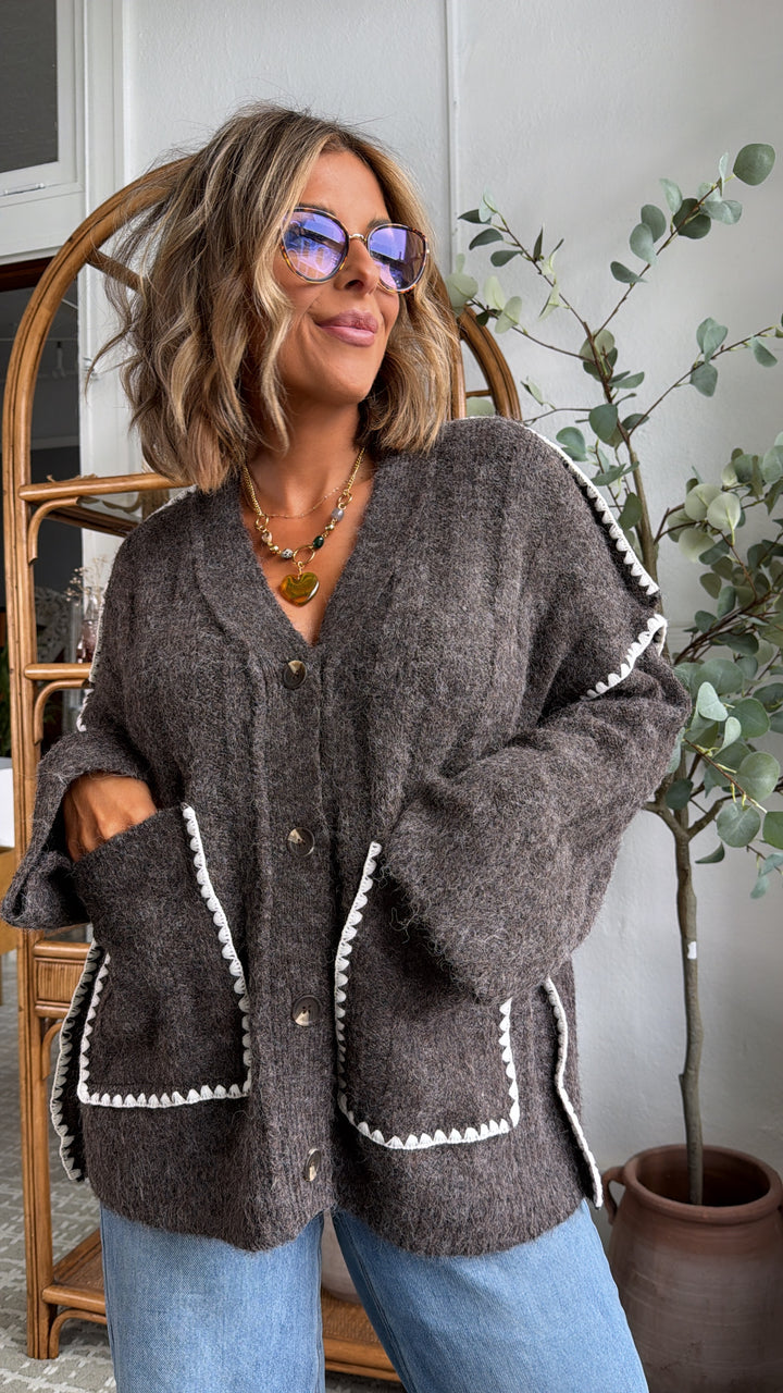 Rosewood Manor Cardigan, Dark Brown