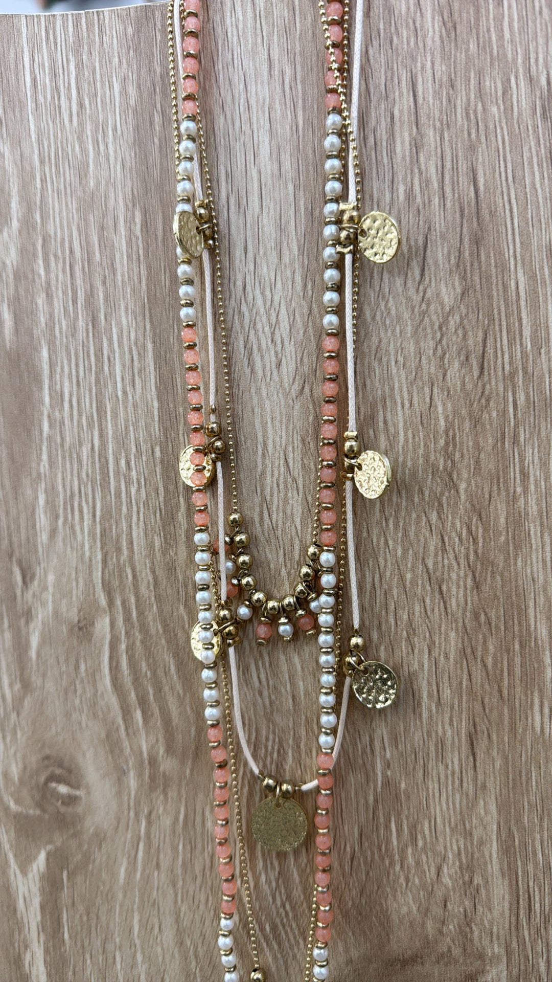 Poem Song Necklace, Coral/Pearl