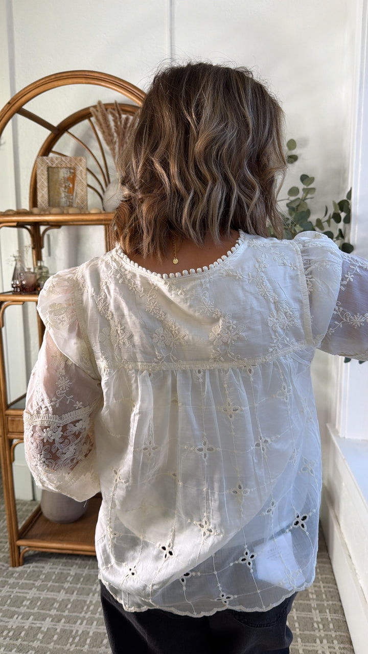 Clover Mix Top, Ecru