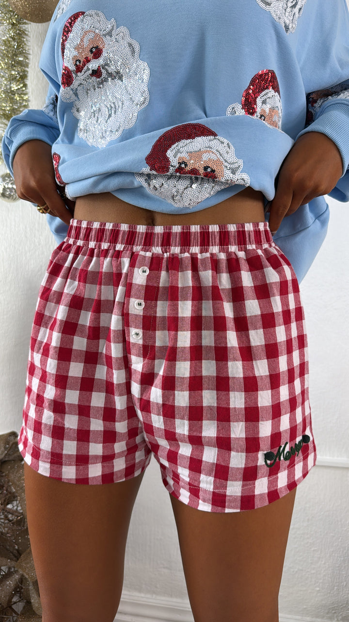Merry Plaid Boxer Shorts, Red