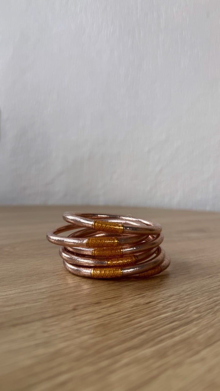 BuDhaGirl: Rose Gold All Weather Bangle (Set of 6)- Serenity Prayer