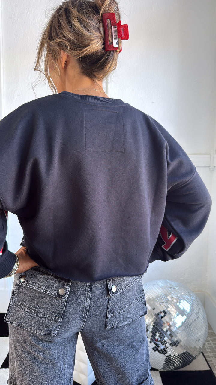 Buckeye Glow Cropped Long Sleeve, Black