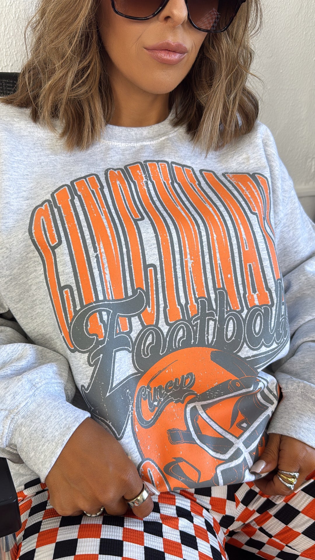 90's Cincinnati Football Oversized Sweatshirt, Grey