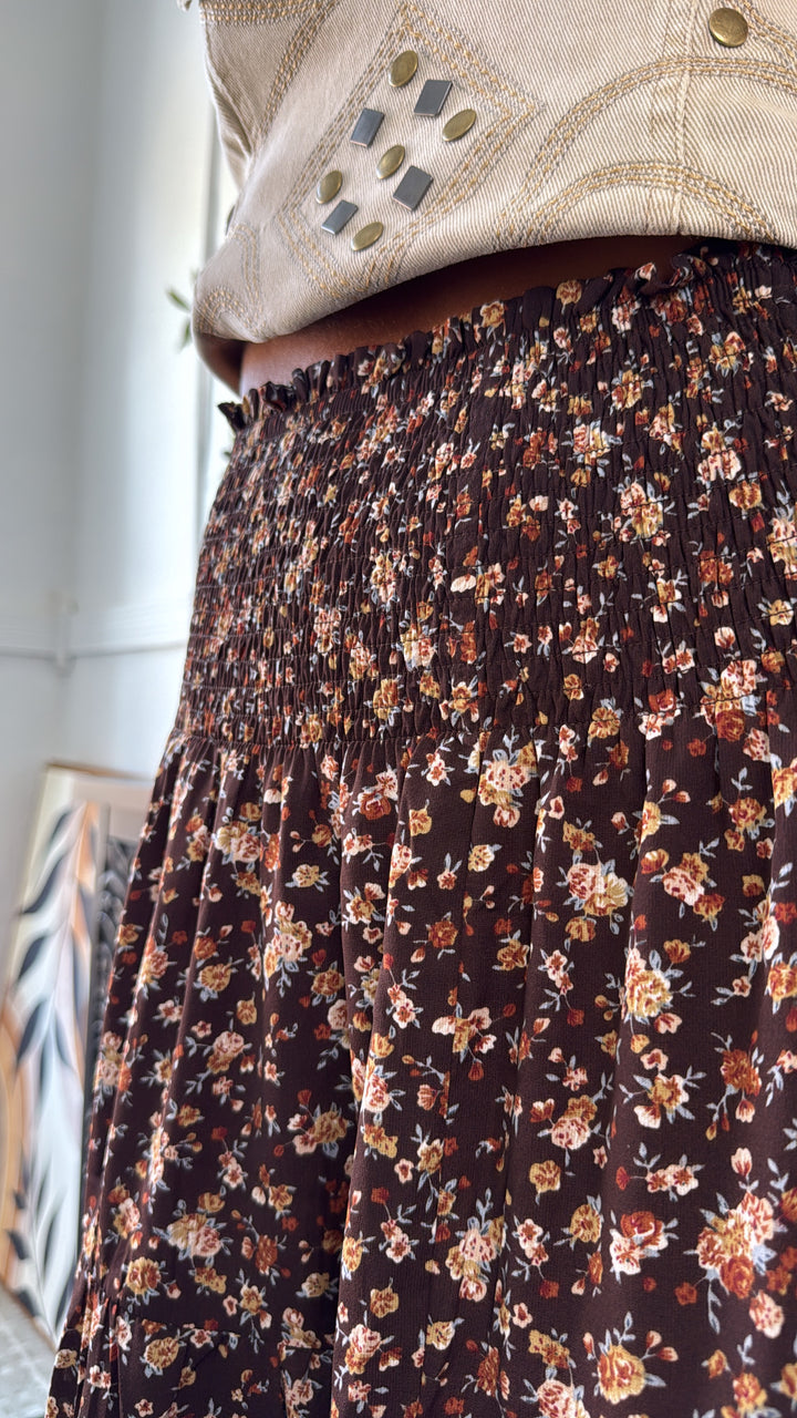 Toffee Thread Maxi Skirt, Espresso Combo