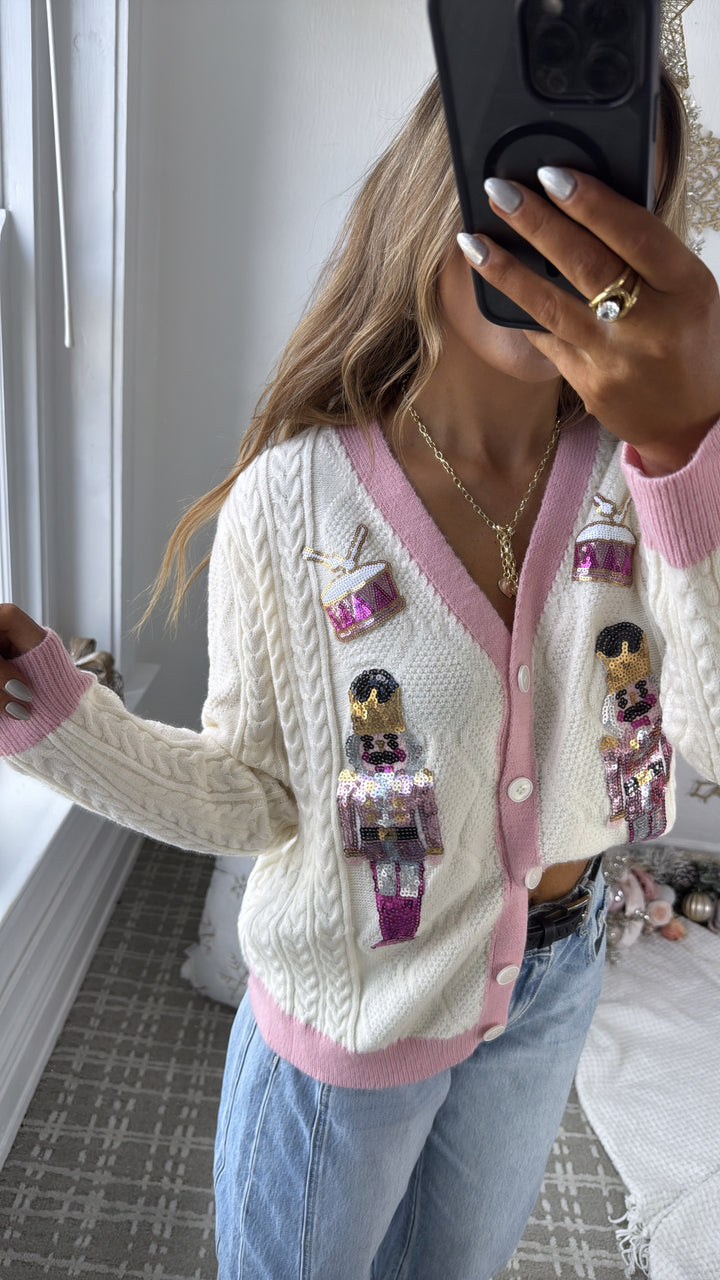 Spreading Cheer Nutcracker Cardi, Cream