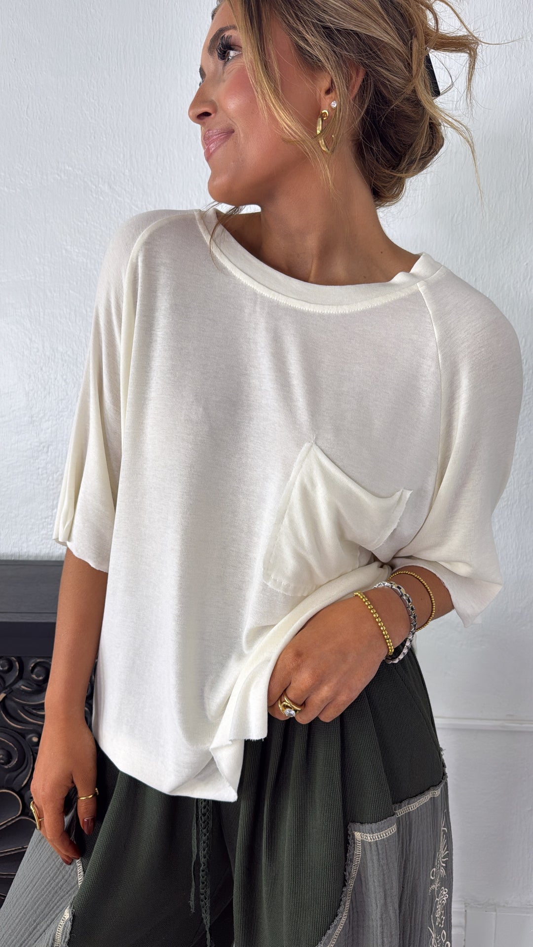 DOORBUSTER: All Day Ease Slouchy Tee, Cream
