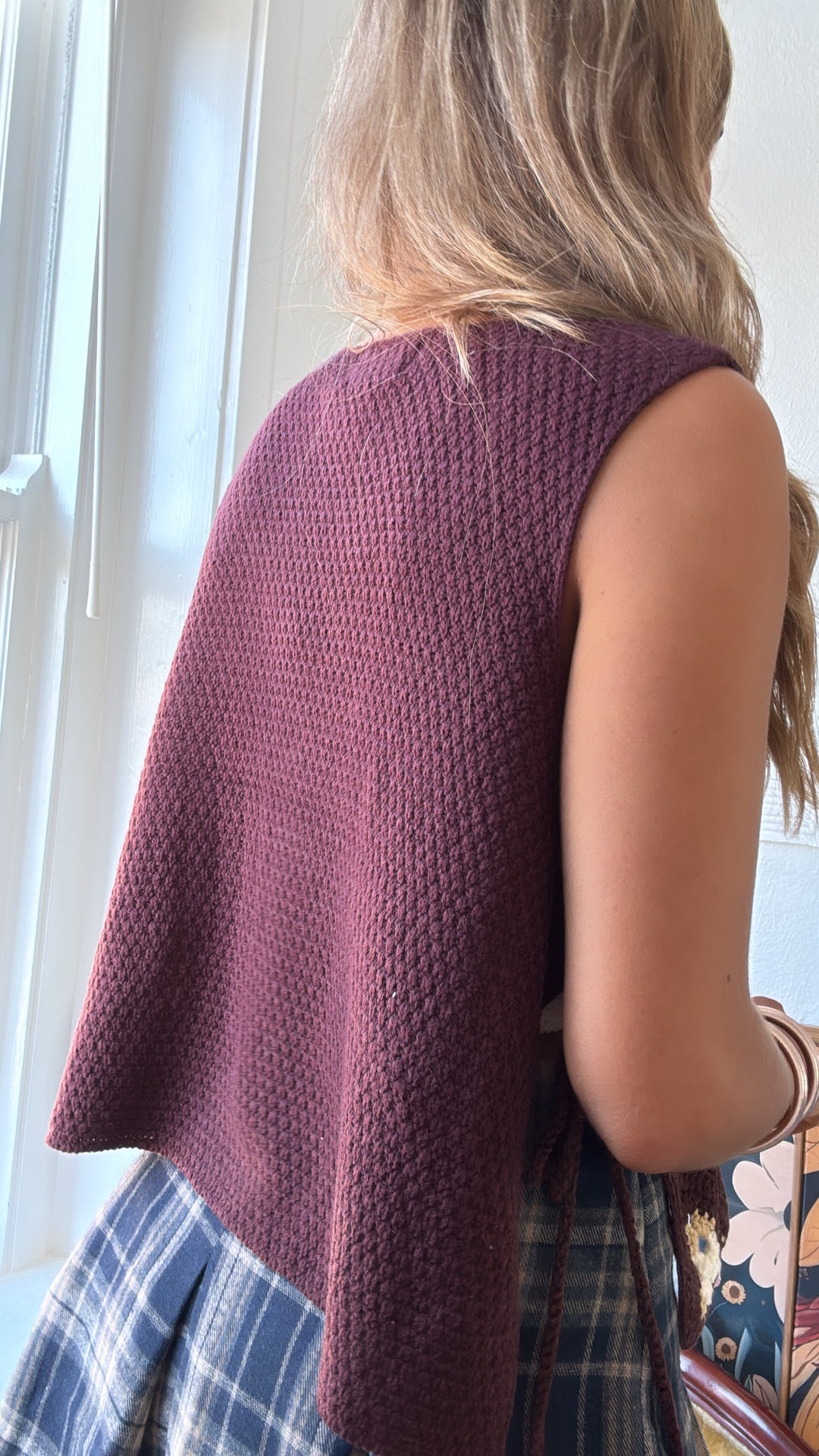 June Crochet Sweater Vest, Mocha