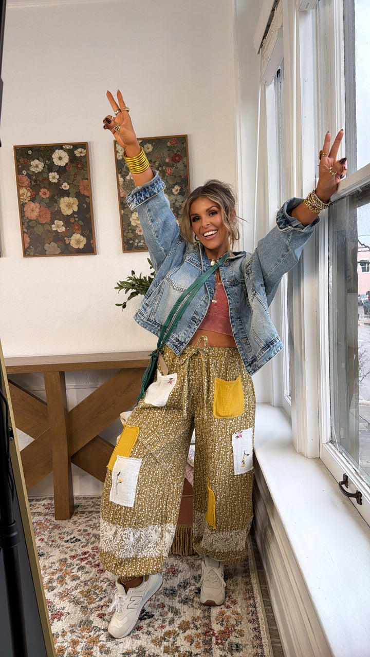 Golden Hour Patched Jogger, Mustard