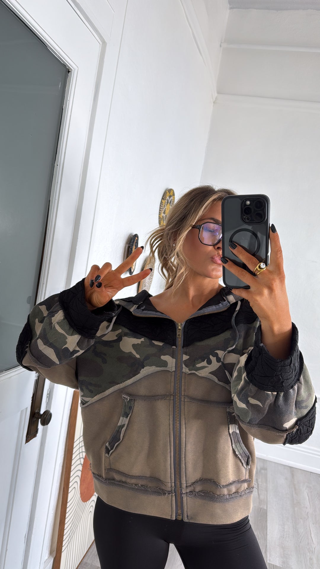 On Edge Camo Zip Up, Charcoal