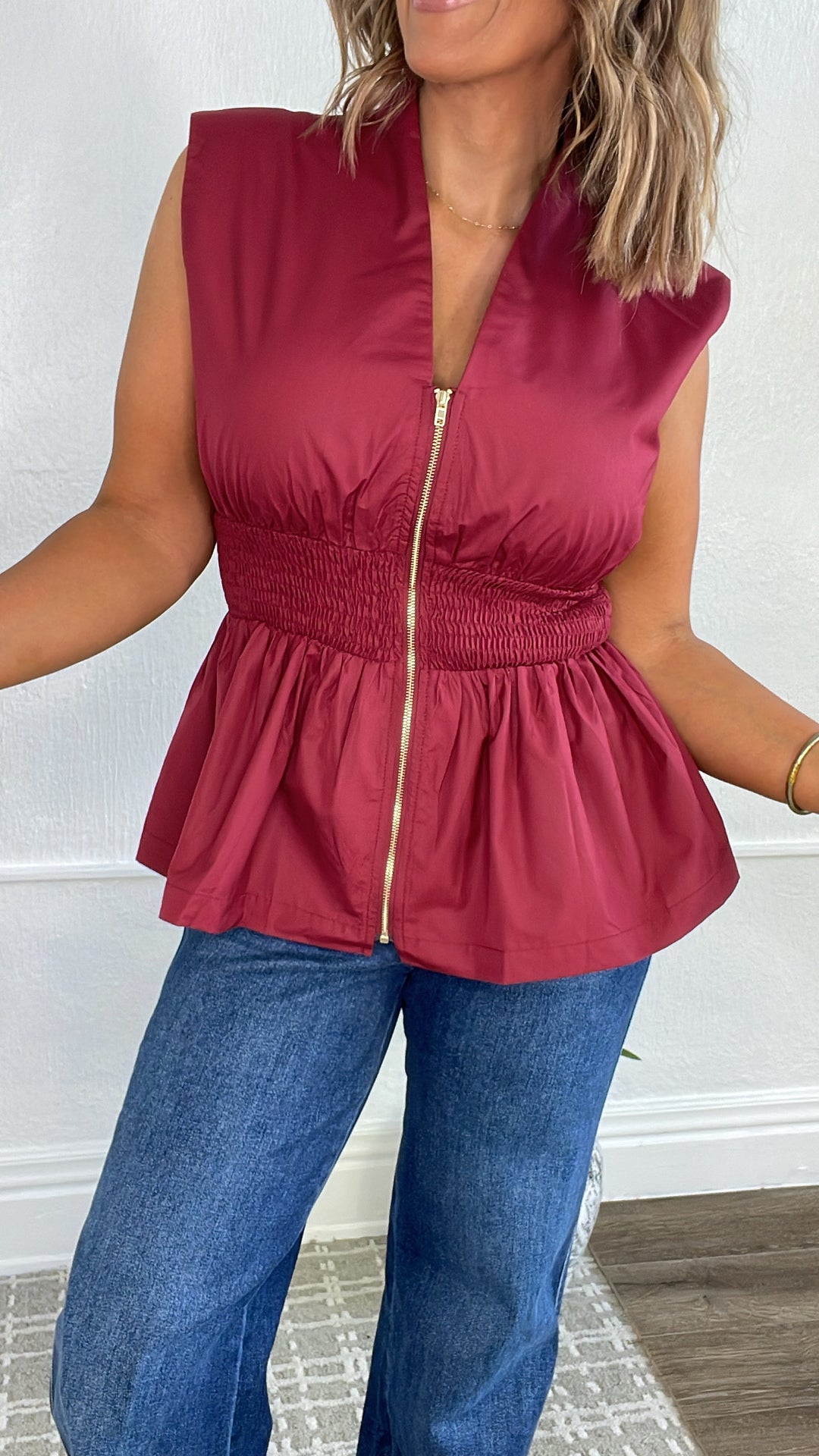 Opal Drift Blouse, Burgundy