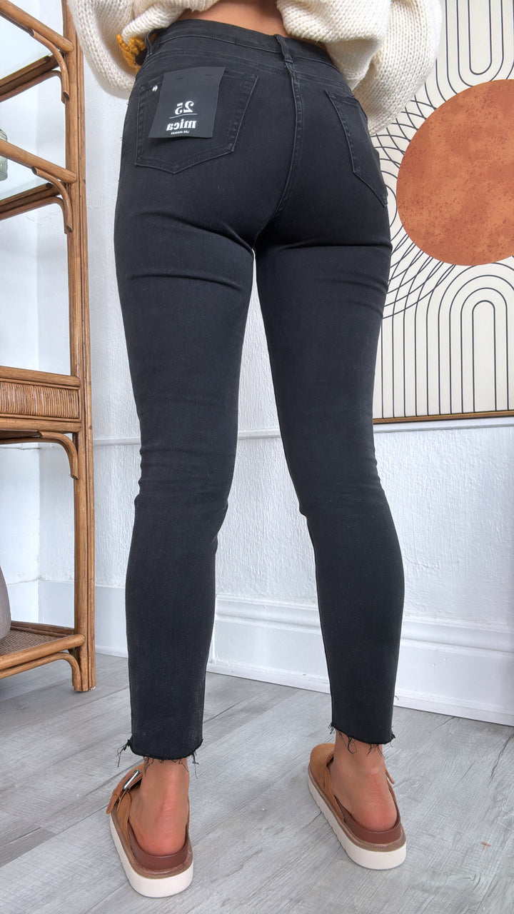 MICA: Trace Skinny Jeans, Black Wash