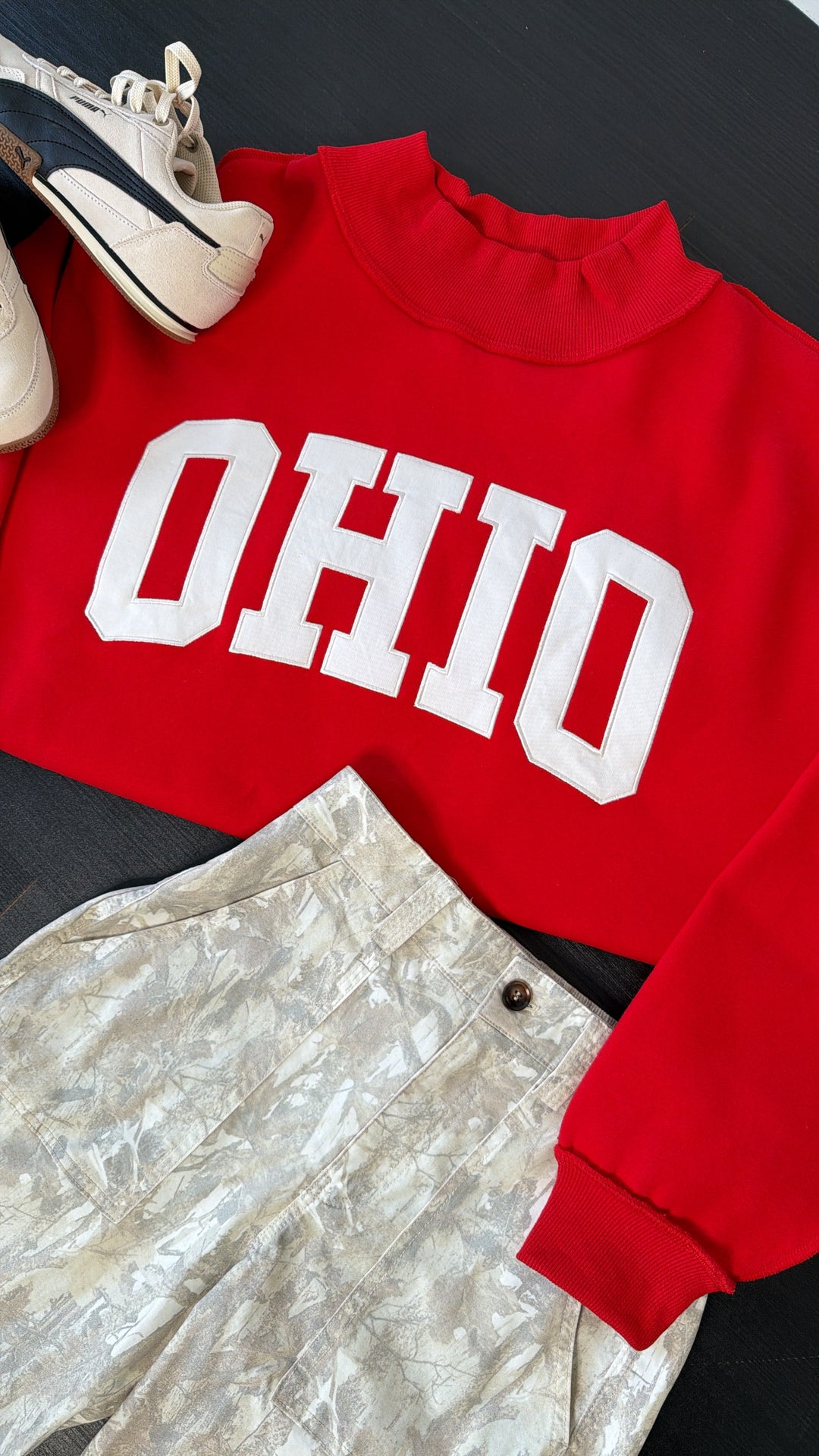OHIO Mock Neck Crew, Red