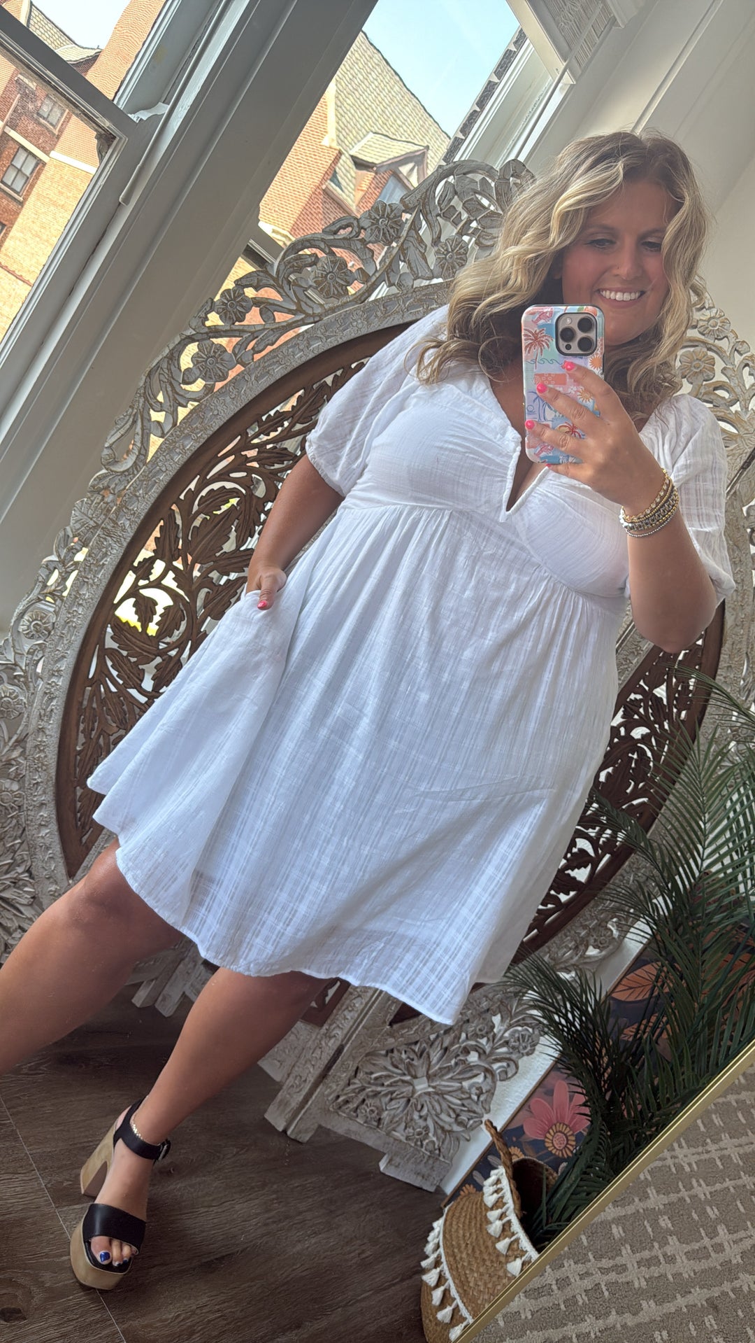 True Beauty Bubble Sleeve Mini Dress, White