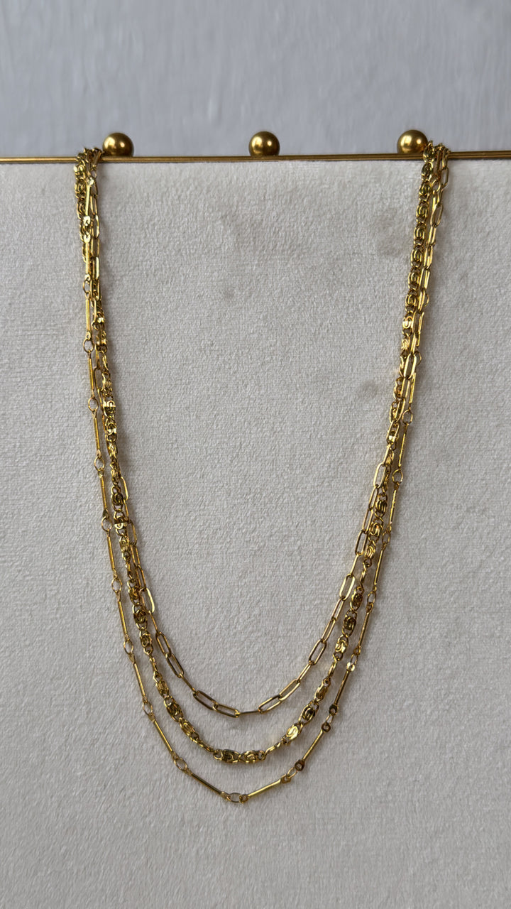 Triple Layered Necklace, Gold
