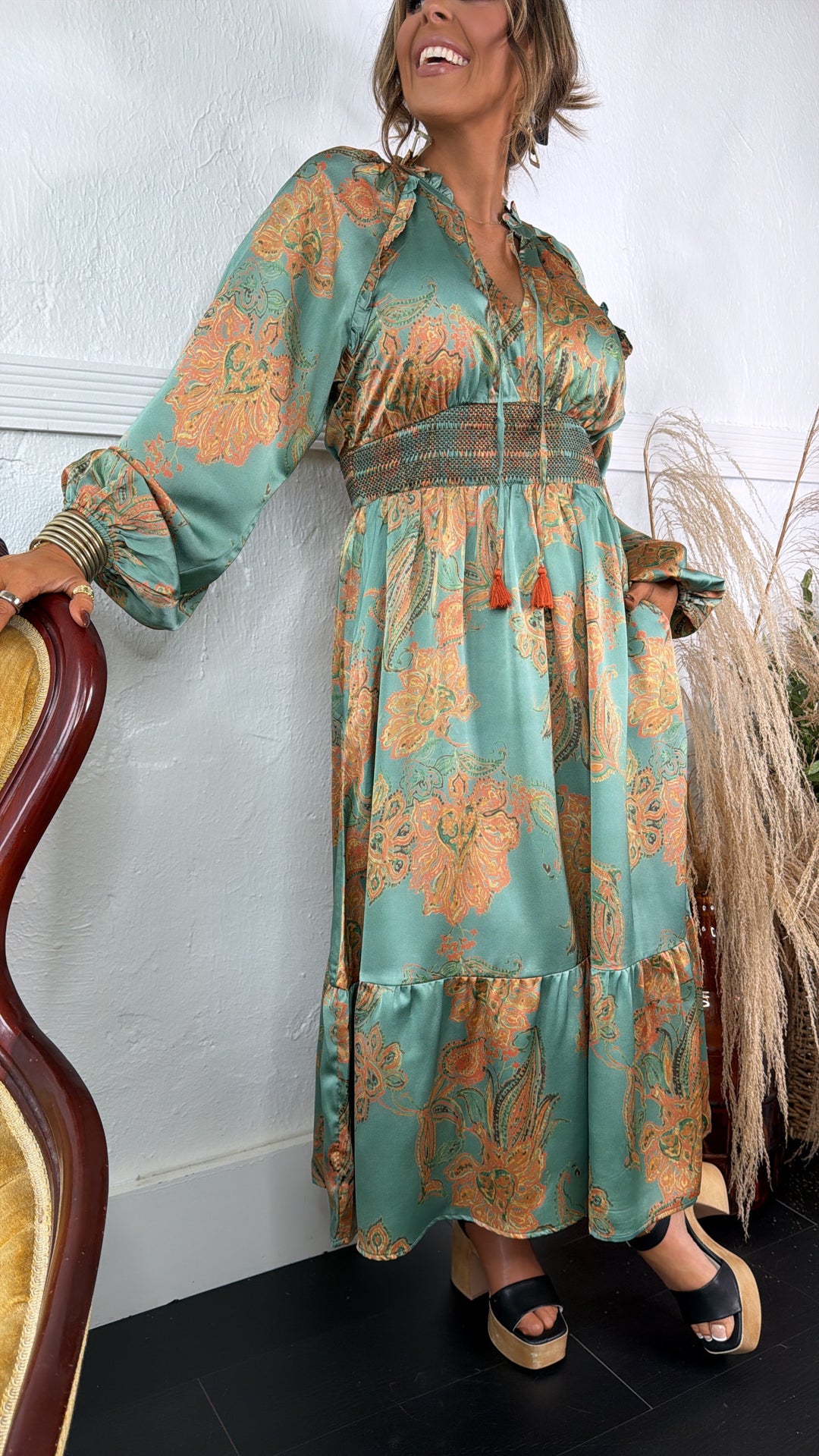 Maplevine Midi Dress, Emerald