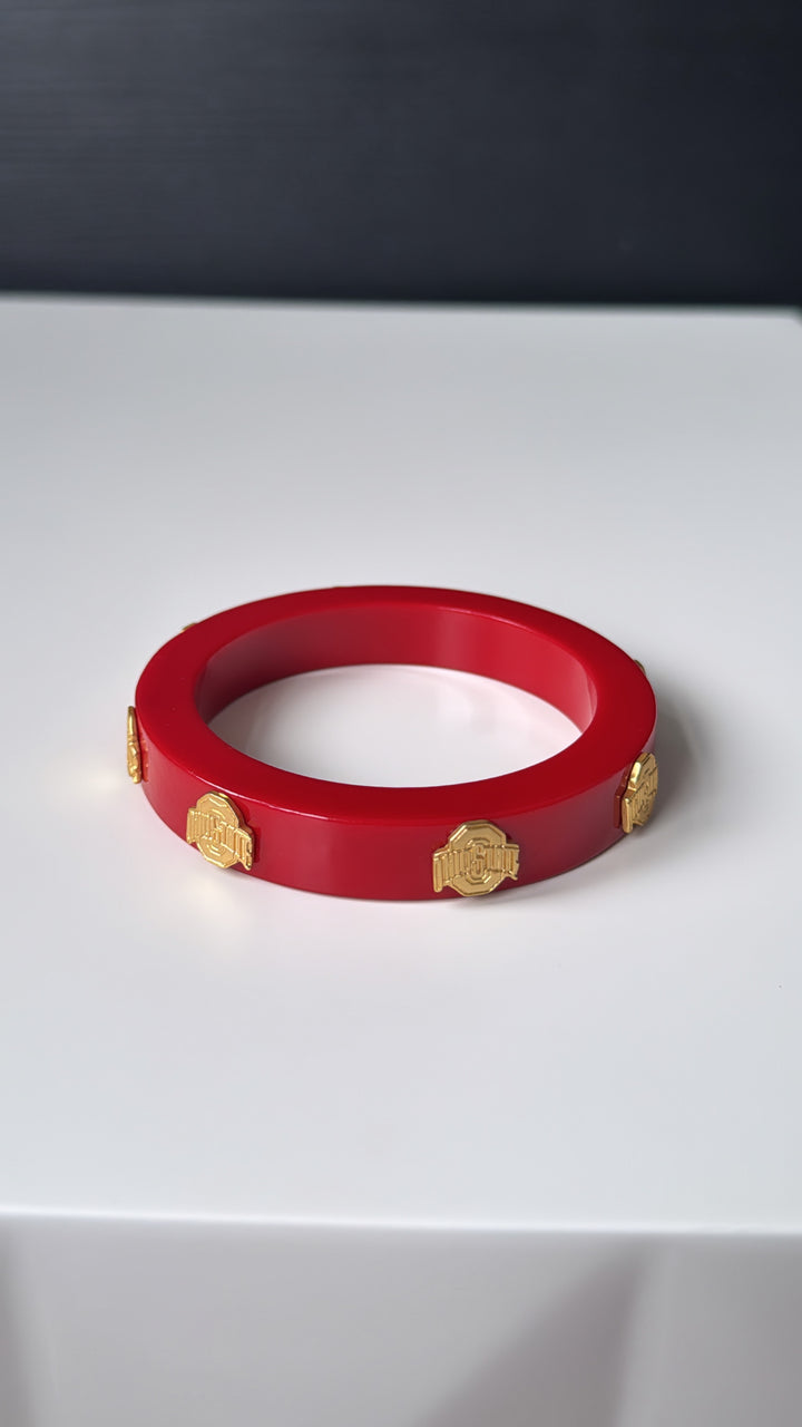 Buckeyes Resin Logo Bangle in Scarlet