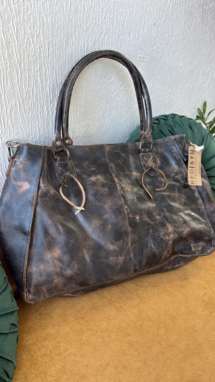 Rockaway Leather Tote, Black Luxe