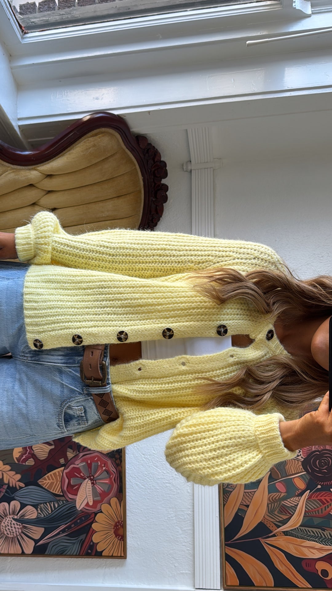 Candle light Cardigan, Lemon