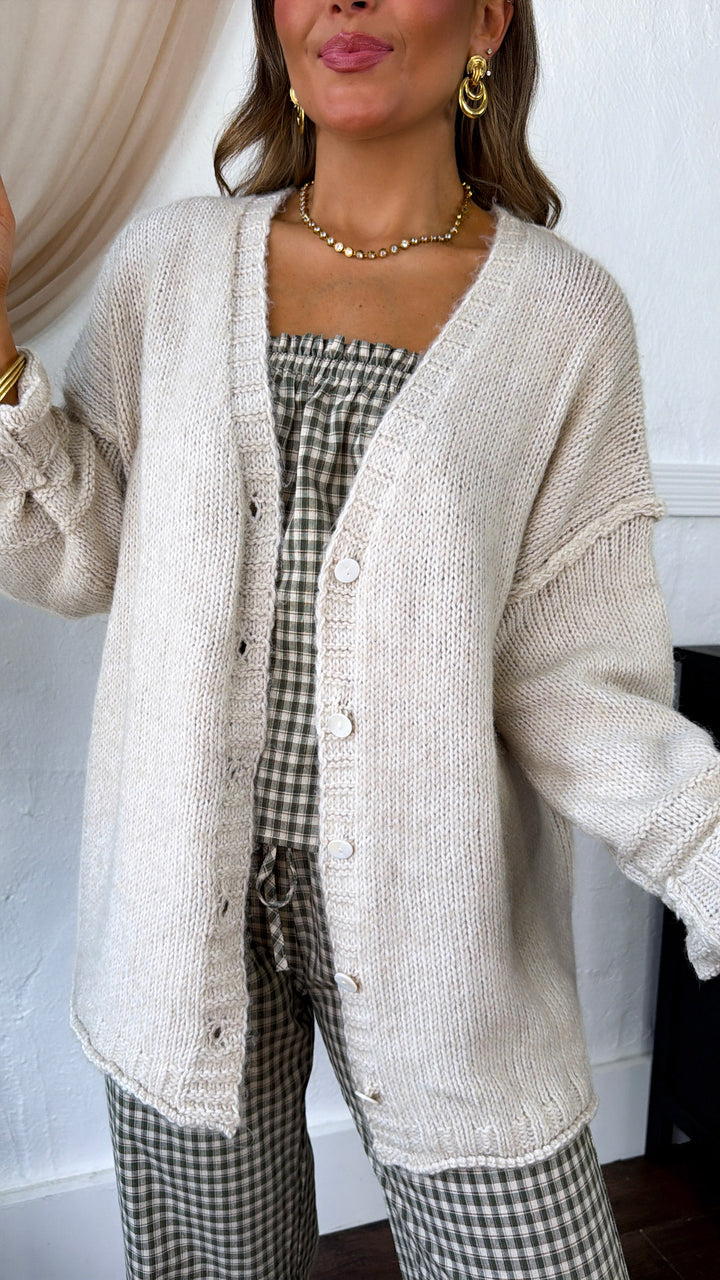 Oversized Knit Cardigan, Oatmeal
