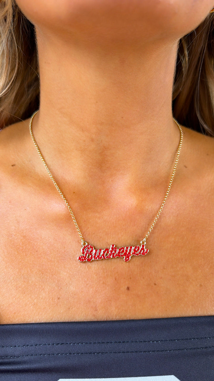 Buckeyes Outline Enamel Necklace