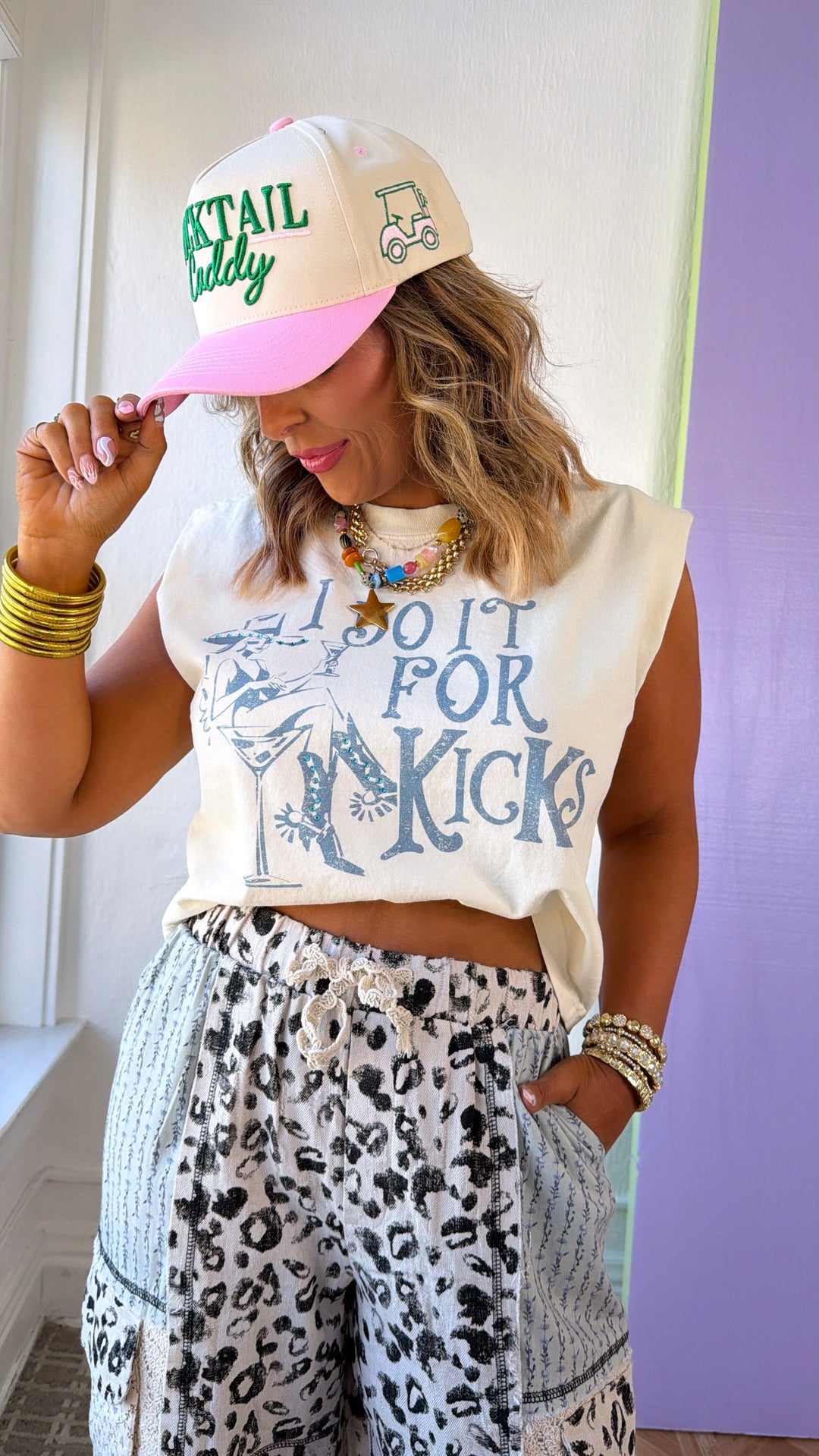 I Do It For Kicks Muscle Tank, Cream