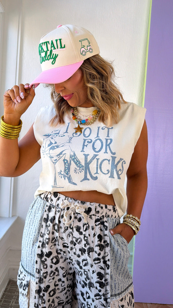 I Do It For Kicks Muscle Tank, Cream