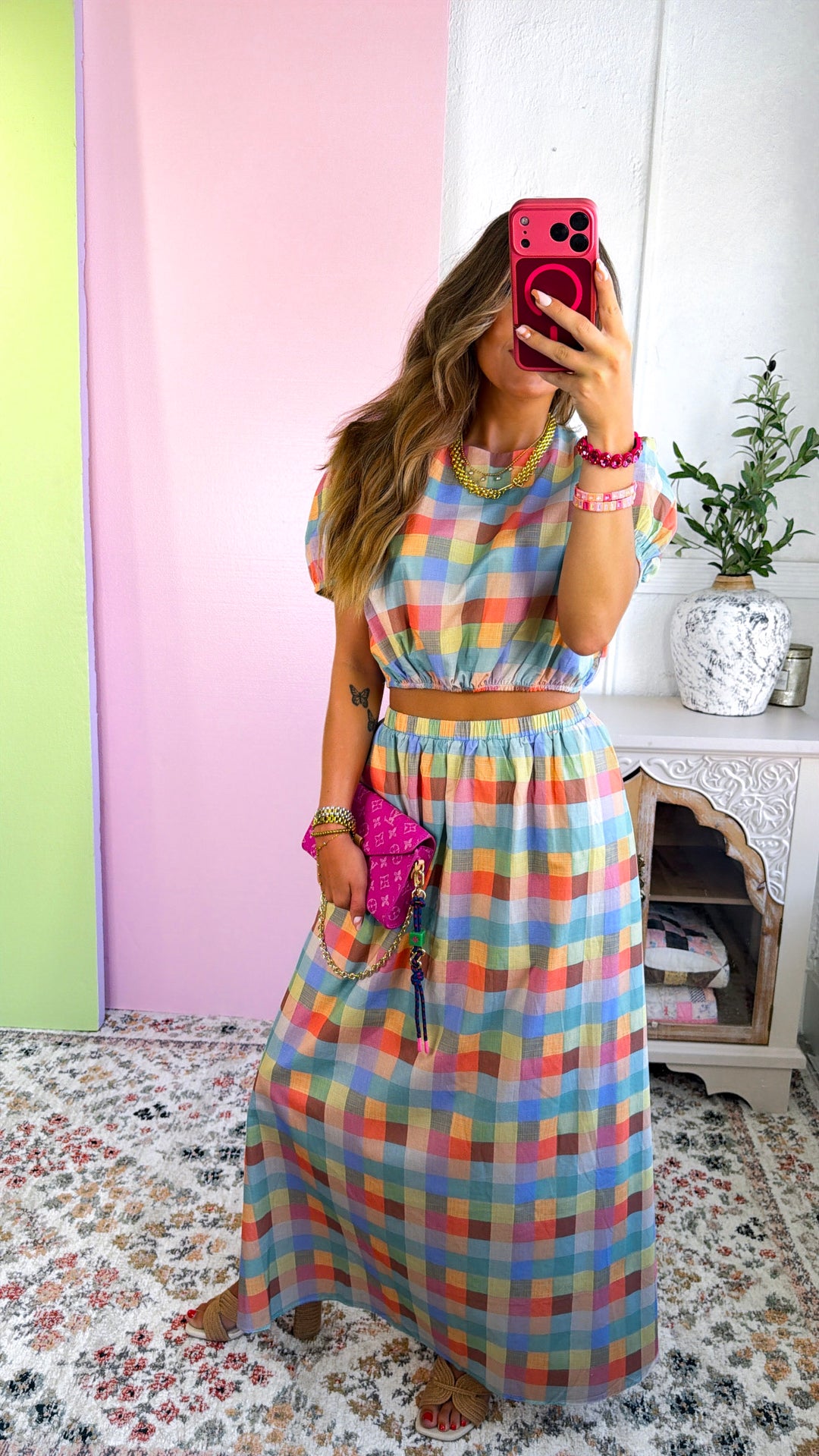 The Precious Plaid Midi Skirt, Multi