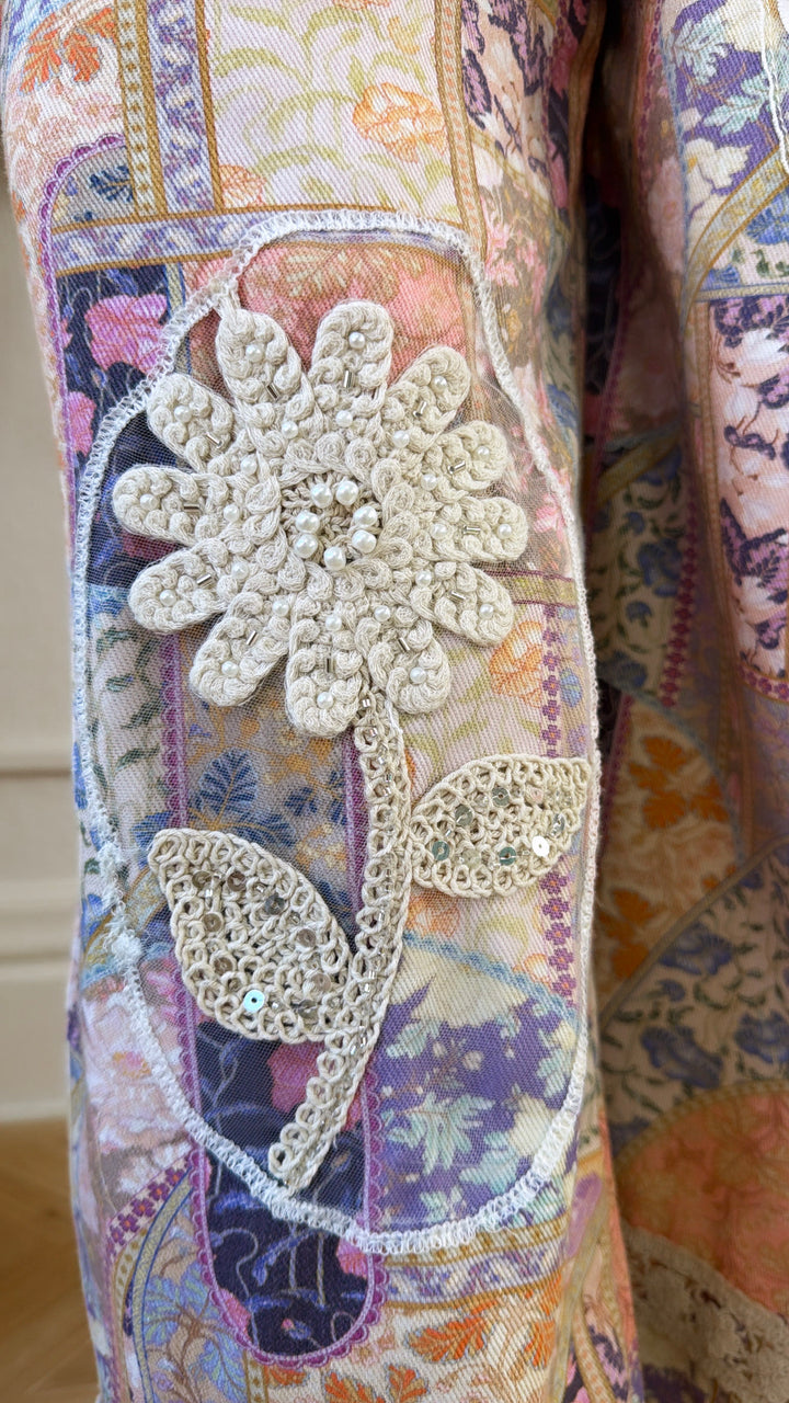 Colette Patch Denim Overall, Floral Multi