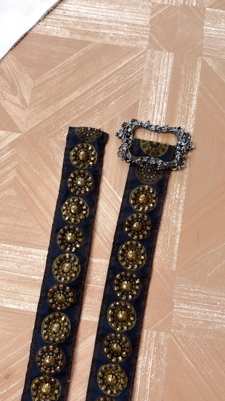 Dark Charm Adjustable Belt, Navy Multi
