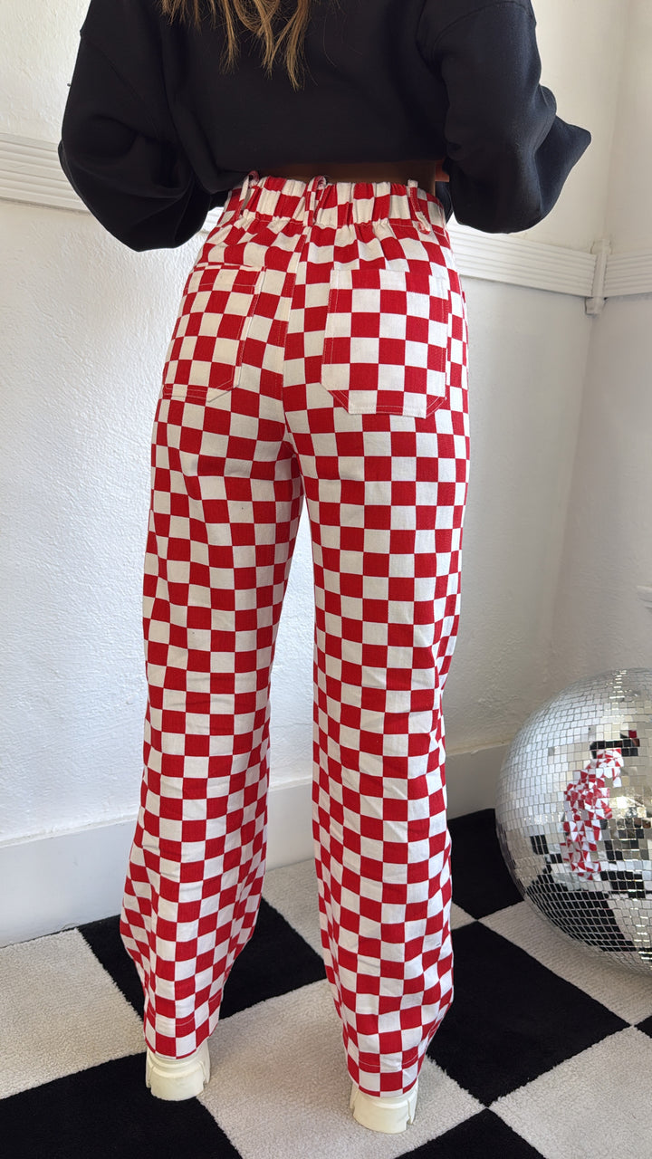 Finish Line Checkered Pant, Red